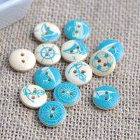 Mixed Ocean Design Wooden Buttons For Sewing handmade Scrapbooking Crafts 50pcs 15mm MT0015X Haberdashery