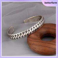 BETTERFORM 2pcs เงินสเตอริง S925 เปิดกำไลข้อมือ งานทำมือ รูปแบบยางรถ กำไลเปิดปาก วินเทจ บุคลิกภาพที่ดี ไทยทำมือ สำหรับผู้ชาย