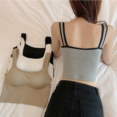 2023 SEXY Hot Top Womens Basic Tops Summer sleeveless Underwear Seamless Square Neck suspenders Group .