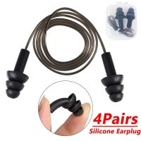 4 Pairs Silicone Swimming Earplugs Waterproof Soft Ear Plugs with Rope Noise Reduction Sleeping Earplugs Hearing Protection