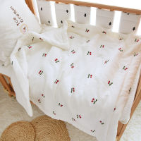 Autumn Winter Baby Muslin Blanket Quilt Cherry Embroidered Cotton Gauze Newborn Bedding Blankets Cover Kids Cot Crib Comforter