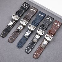 แถบนาฬิกาข้อมือคุณภาพดี22Mm แบบพับหนังแท้กระดุมไม้ไผ่เข็มขัดสำหรับ IWC Mark PILOT Strap โปรตุเกสพร้อมอุปกรณ์เสริม