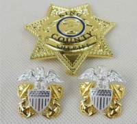 tomwang2012. THREE THE WALKING DEAD KING COUNTY SHERIFF METAL BADGE COLLAR PIN COLLECTIBLES