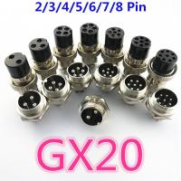 1set GX20 2/3/4/5/6/7/8 Pin Male + Female 20mm  L94-100Y Circular Wire Panel Aviation Connector Socket Plug with Cap Lid Electrical Connectors