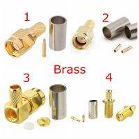 10Pcs/lot SMA Male Female RPSMA Connector RPSMA Male Female Right Angle Crimp For RG58 RG142 LMR195 RG400 Cable Gold Plate Brass