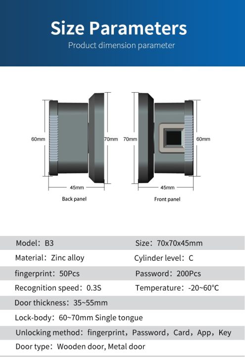 tuya-แอปการ์ด-ic-ล็อกรหัสผ่านลายนิ้วมือบลูทูธ-wifi-ประตูล็อคอัจฉริยะ-ttlock-สลักล็อคเดี่ยวสำหรับพรมพิมพ์ลาย