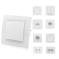 European Standard 1/2 Gang Wall Light Switch Germany French Single Double Socket Power Points  Switches Savers