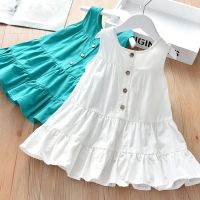 VIDMID Girls vest dress summer childrens cotton sleeveless childrens dress wearing suspender baby dress P6211