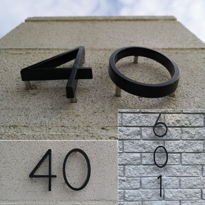 สีดำลอยบ้านตัวเลขแผ่นประตูตัวอักษรโลหะป้ายที่อยู่กลางแจ้งถนนแผ่นป้ายหมายเลขสำหรับกล่องจดหมายบ้าน 0-9-zptcm3861