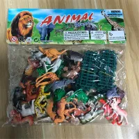 53pcs Mini Plastic Wildlife Zoo Yard Animals Model Figure Kids Toys Wild Animal Figures Simulation Model Set Educational Toys