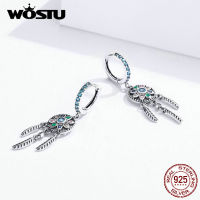 WOSTU 100 925 Sterling Silver Dream Catcher Dangle Earrings Zircon Fashion Drop Earrings For Women Wedding Luxury Jewelry Gifts