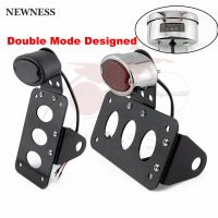 Motorcycle Side Mount LED Tail Light w/ License Number Plate Bracket For Harley Sportsters Bobber Chopper Rear Stop Light