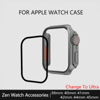 อัปเกรดเคสสำหรับ Apple Watch ซีรี่ส์เคส PC แบบแข็งปกป้องหน้าจอ8 7 41มม. 45มม. พร้อมกระจกเทมเปอร์ IWatch Series 4 5 6 Se 44มม.