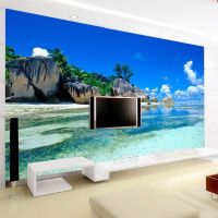 วอลล์เปเปอร์ที่กำหนดเอง Blue Sky White Cloud Beach Nature Scenery Photo Wallpaper 3d Wallpaper Living Room TV Wall Bedroom Wallpaper Home Decor