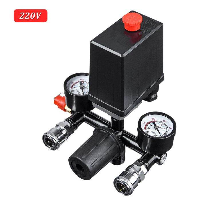 220V/380V 4 Port Air Compressor Pressure Switch Manifold Regulator