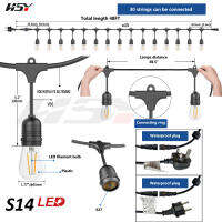 กลางแจ้งกันน้ำ48FT 15หลอดไฟ230โวลต์ E27สนามหลังบ้านตกแต่งพรรคไฟแต่งงานสวน S14ไฟ LED เชือก