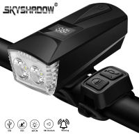 Warning Flashlight Bicycle Light Front And Horn USB LED Rechargeable 2600mAh Battery Camping Light 4 Lighting Modes Waterproof