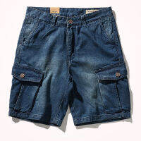 Summer retro casual pants for old tooling denim shorts mens loose versatile five-point pants