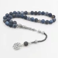 Tasbih Naturale อาเกต Pietra Blu A Nappa Del Metalo 33 66 99 Perline Di Preghiera Islamica Di Pietra Di Modo Musulmano Rosario