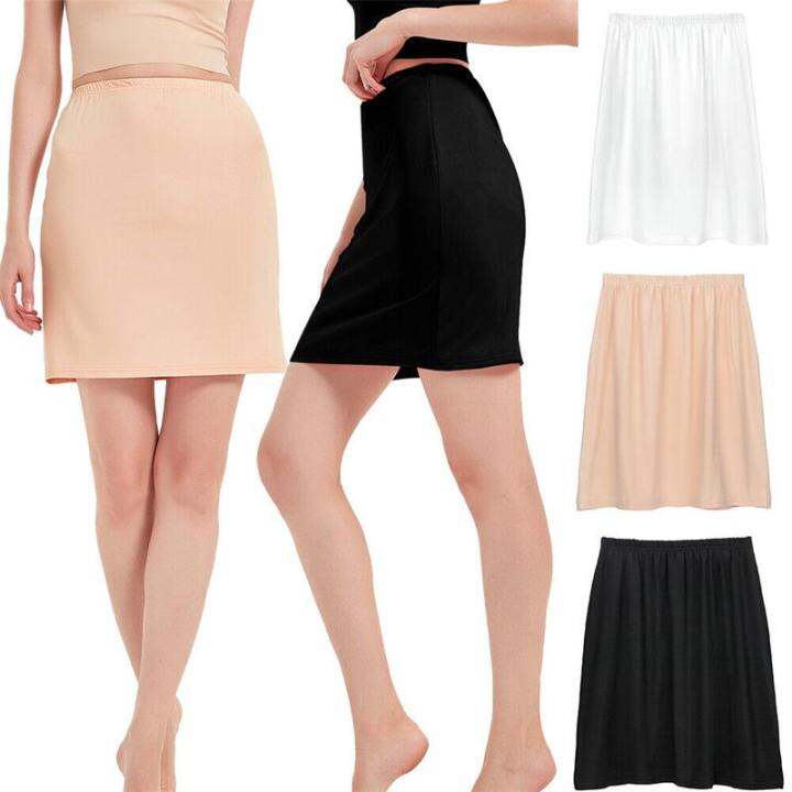 Women Safety Skirt Elastic Half Slip Underskirt Petticoat Under Dress