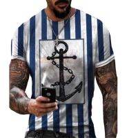 2023 In stock Summer mens T-shirt European and American  ocean wind anchor 3D printing clothes loose large，Contact the seller to personalize the name and logo