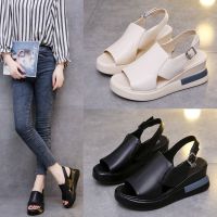 Sponge thick bottom wedges women outside the summer of 2022 after empty word buckles cool slippers high-heeled sandals female big yards
