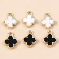 【YF】 10 pçs elegante design da marca de ouro cor trevo flor encantos para brincos pulseira colar pingente diy jóias acessórios