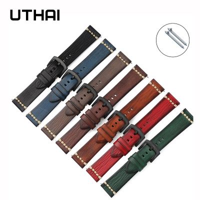 UTHAI นาฬิกาหนัง G19,20mm22mm Strap18mm 24มม. สายนาฬิกาอุปกรณ์เสริมสายคุณภาพสูงสำหรับ Samsung/สายนาฬิกา Huawei