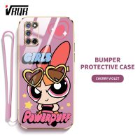 VRQR เคสโทรศัพท์สำหรับหญิงสาวน่ารัก Powerpuffy เปลือกนุ่มบางพิเศษสำหรับ OPPO A52 A92 Super Girl (ฟรีสายคล้องรวม)