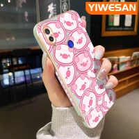 YIWESAN เคสสำหรับ Xiaomi Redmi โน๊ต7 Note 7 Pro Note 7S เคสตัวการ์ตูนน่ารักหัวหมูนิ่มที่สร้างสรรค์เคสโทรศัพท์ชุบขอบสี่เหลี่ยมลวดลายดีไซน์ใหม่เคสกันกระแทกคลุมทั้งหมดป้องกันเลนส์กล้อง