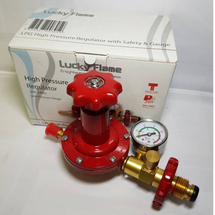 หัวปรับแรงดันสูงเกจความดัน ลัคกี้เฟลม Lucky Flame L-322SG L322SG หัวเกลียวทองเหลือง มีตัวตัดแก๊สอัตโนมัติ สินค้าพร้อมส่ง