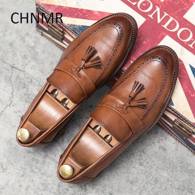 CHNMR-S รองเท้าชุดเดรสสำหรับรองเท้าโลฟเฟอร์ผู้ชายปลายแหลมธุรกิจเชลซีแบบลำลองหนังยางแฟชั่นยอดนิยมไซส์ใหญ่