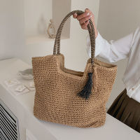 Ladies Big Tassel totes for Women 2022 Summer Fashion Shoulder Bag Lady Handbag and Purses Straw weave Beach bag large capacity