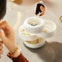 Dust Proof Storage Box Earring Storage Box Makeup Mirror Storage Box Multi Layer Rotating Jewelry Storage Box Multi Layer Storage Box Rotating Jewelry Storage Box