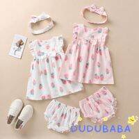 【 dudubaba 】 ชุดเดรส พร้อมกางเกง และที่คาดผม สำหรับเด็ก 3 ชิ้น QC7311133