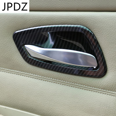 4PCS Carbon Fiber ABS Auto Interior Door Handle Bowl Trim Cover Decoration Part For BMW 3 Series E90 E91 2005-12 Car Accessories