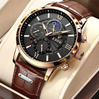 2023 LIGE Top nd Men Watches New Fashion Leather Waterproof Luminous Luxury Mens Quartz Wristwatch Men Relogio Masculino+