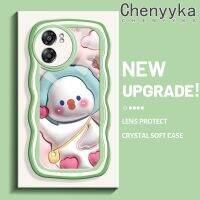 Chenyyka เคสสำหรับ Realme V23 5G V23i 5G Narzo 50 5G Q5i 5G K10 5G เคสลายการ์ตูนเป็ดน่ารัก3มิติสีสันสดใสนิ่มแฟชั่นขอบกันกระแทกเคสโทรศัพท์โปร่งใสซิลิโคนที่เรียบง่ายป้องกันเลนส์กล้องเคสใส