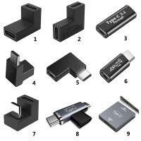 USB 3.1 Tipe C 10Gbps Perempuan Ke Perempuan 90 Derajat Sudut Kanan Perempuan Ke 2 Perempuan Adaptor Berbentuk U Miring OTG Konverter Konektor