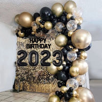 Black Gold Balloons Garland Arch Kit New year Decoration 2023 Foil Balloons Graduation Happy 30th 40th 50th Birthday Party Decor