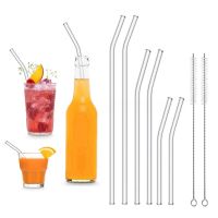 ○◇ 6Pcs 3sizes Glass Straws Reusable Drinking Straws for Cocktail Smoothies Transparent Eco-Friendly Long Bottles Glass Straws