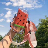 ○☑ New Summer Cute Donut Ice Cream Water Bottle With Straw Creative Square Watermelon Cup Portable Leakproof Tritan Bottle BPA Free