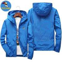 2023 New Series Mens Hooded Thin Hiking Embroidered Jacket Outdoor Windproof and Quick-drying