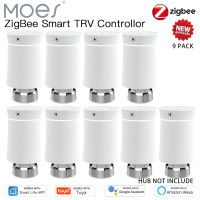 MOES ZigBee3.0 TRV Tuya หม้อน้ำตัวกระตุ้นวาล์วสมาร์ทโปรแกรมเทอร์โมอุณหภูมิเครื่องทำน้ำอุ่นควบคุม Alexa Home Voice