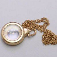 นาฬิกา Vintage มือสองญี่ปุ่น Pocket Watch นาฬิกาพก กระจกเป็นแว่นขยาย ระบบ QUARTZ พร้อมโซ่ ทรงกลม กรอบทอง หน้าทอง หน้าปัด 34มม. ตัวเรือนสแตนเลสใช้งานได้ปกติ สภาพดี ของแท้ ไม่กันน้ำ