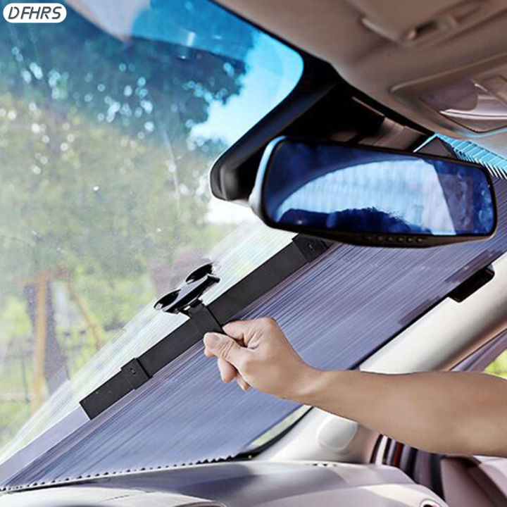 dfhrs-ที่บังแดดกระจกหน้ารถยนต์ม่านม้วนกันรังสียูวีเหมาะสำหรับหน้าต่างรถยนต์
