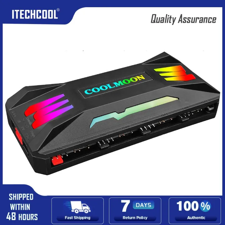 COOLMOON RGB Controller 4Pin PWM 5V 3Pin ARGB Fan PC Case Remote ...