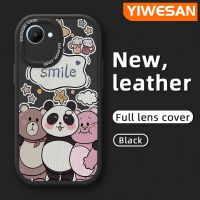 YIWESAN เคสสำหรับ Realme C30 C30s Narzo 50i Prime เคสโทรศัพท์บางลายดีไซน์ใหม่รูปสัตว์ยิ้มนุ่มหนังเคสป้องกันกล้องฝาปิดด้านหลังเลนส์เต็มรูปแบบเคสกันกระแทก