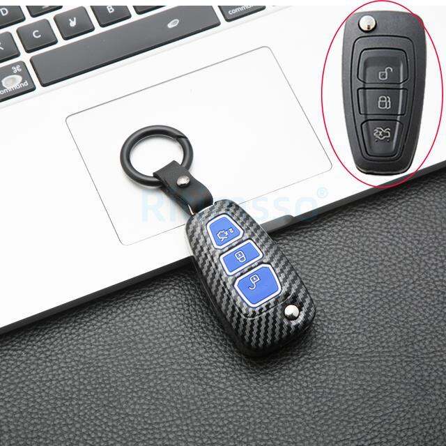 dfthrghd-carbon-abs-car-key-casecar-for-ford-focus-2-3-mk3-st-rs-ecosport-fuga-escape-fiesta-fold-fey-3-button-auto-key-shell-chain