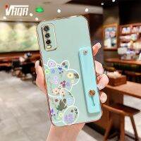 VRQR เคสโทรศัพท์หมีน่ารักพร้อมขายึดสีเดียวกันสำหรับ Vivo Y20 2021 Y20i Y20S กรัม Y12S 2021 Y20A Y12A V2068 Vivo 2026 V2029 V2038 V2044 V2033 V2042 V2039 V2027 Y3S กันกระแทกฝาหลังซิลิโคนแบบนิ่ม